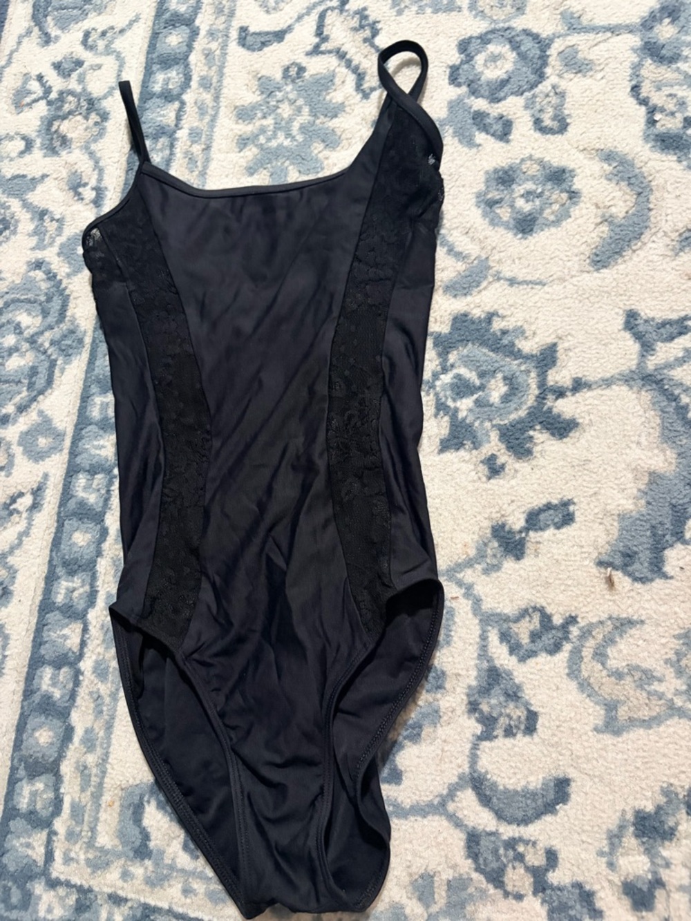 Wear Moi black leotard with lace adult small